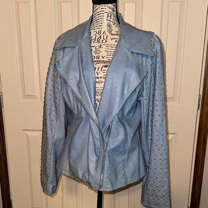 Studded Vintage Light Blue Women's Jacket